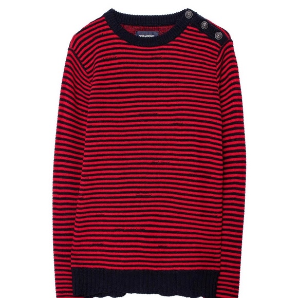 Zadig Voltaire Jade Striped Wool Red Sweater - Picture 5 of 5